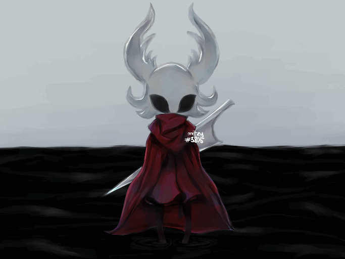 a hollow knight vessel persona standing in a pool of void, rendered style