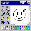 windows 95/98 ms paint window animation of a smiley being drawn