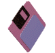 a pink spinning 3d floppy disk